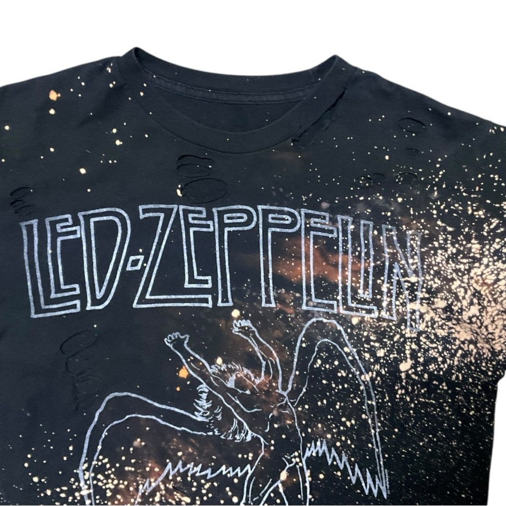 ⚡️ Led Zeppelin 1977 Tour Tee 🖤 Bleached‎ Distressed Rock Graphic Shirt M - Picture 4 of 5